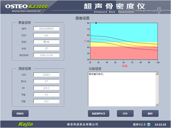 超声骨密度仪检测结果数值显示